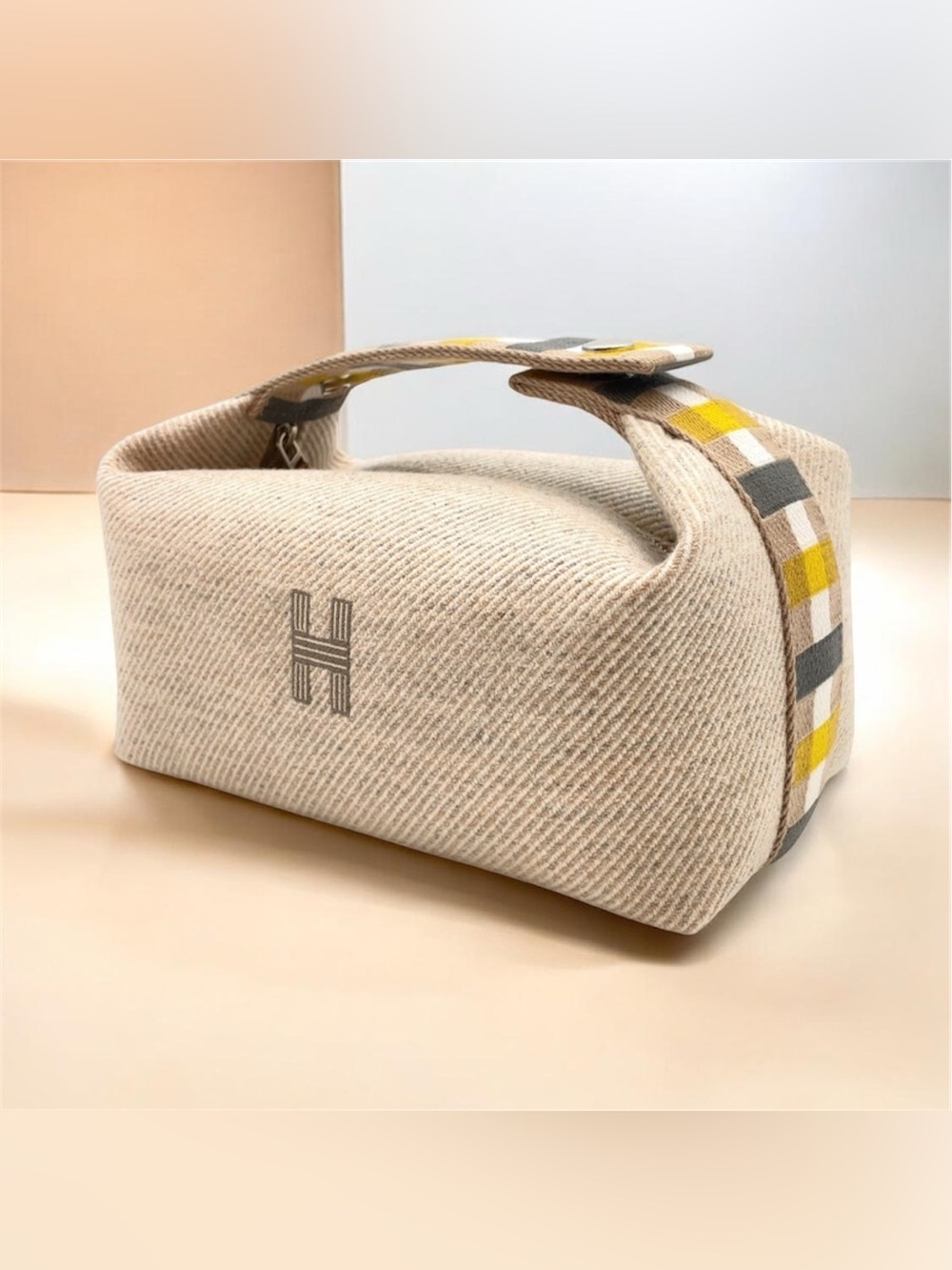 AUTH Hermès Bride-a-brac PM Handbag Pochette in Ivory Wool AUTHENTIC Hermes Bag